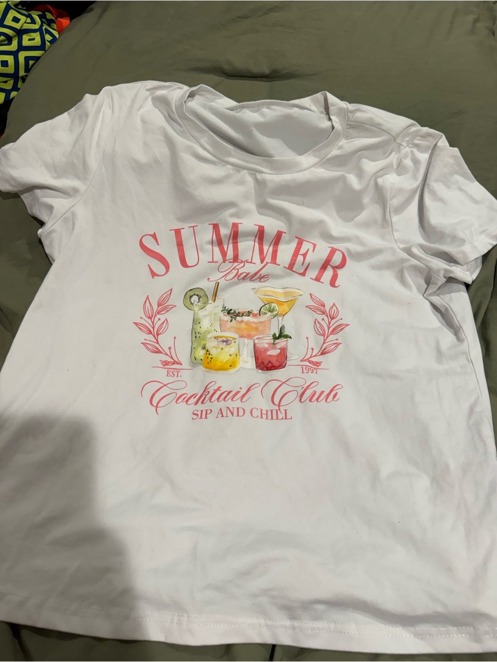 Summer Babe White Graphic Tee - Cocktail Club